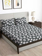 Story@home Arena Grey & White Floral Printed 180 TC Bedsheet & Pillow Covers
