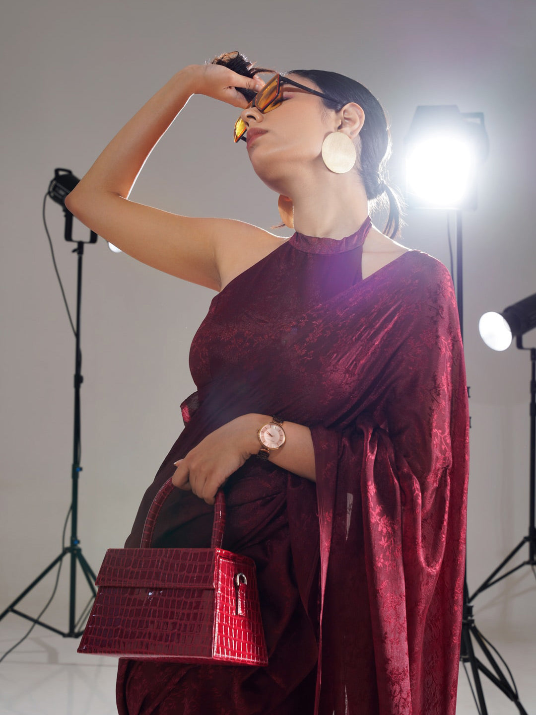 Tikhi Imli Maroon Woven Design Saree
