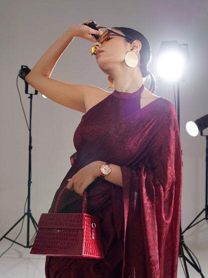 Tikhi Imli Maroon Woven Design Saree