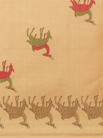 Saree Mall Golden & Maroon Printed Bhagalpuri Saree