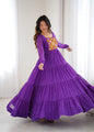 Lorenvalley Fashion Women Pure Soft Faux Georgette Leheriya Print Anarkali Gown