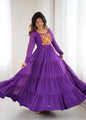 Lorenvalley Fashion Women Pure Soft Faux Georgette Leheriya Print Anarkali Gown