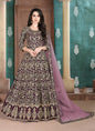 Monjolika Fashion Dark Purple Georgette Embroidered Salwar Kameez