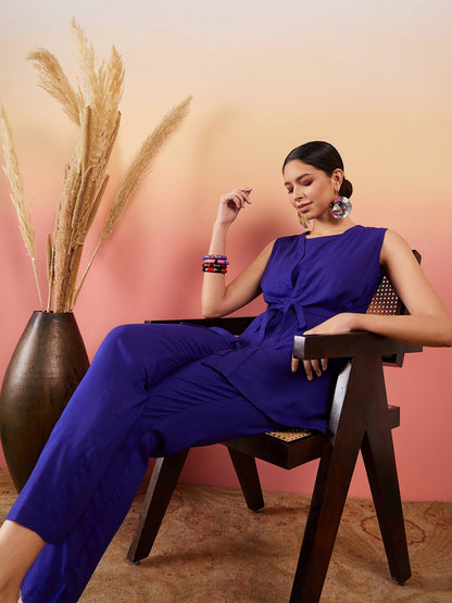 InWeave Blue 3 Piece Co Ord Set With Belt
