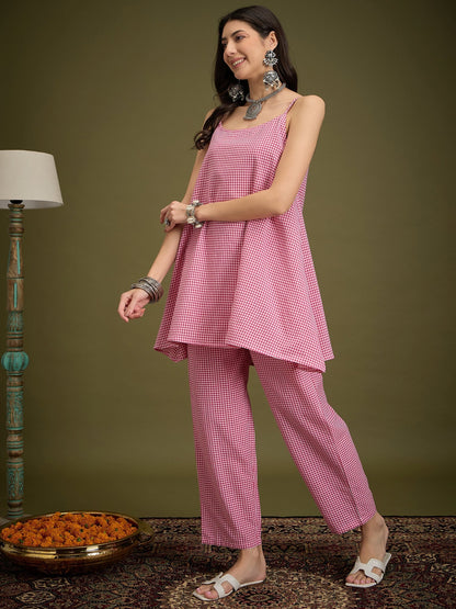InWeave Pink Small Check Strappy Co Ord Set