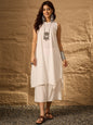 InWeave White Round Neck Short Palazzo Set
