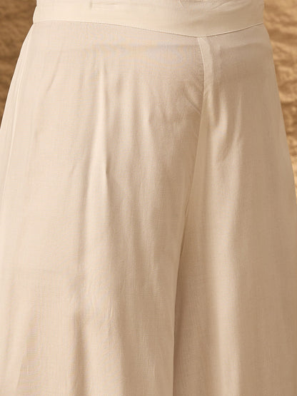 InWeave White Flared Kurta Palazzo Set