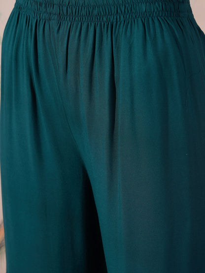 InWeave Teal Beige Halter Kurta Sharara Set