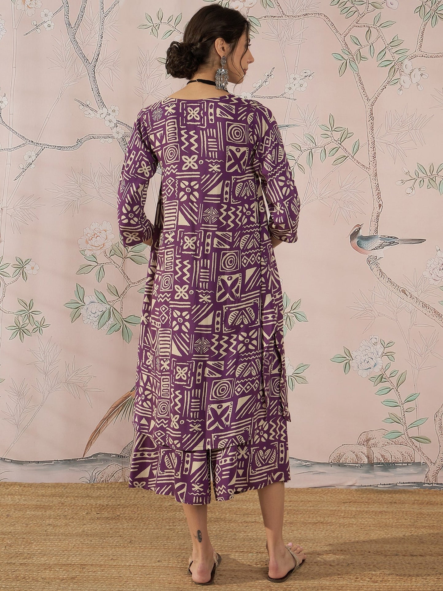 InWeave Dusty Mauve Ethnic Flared Kurta Set