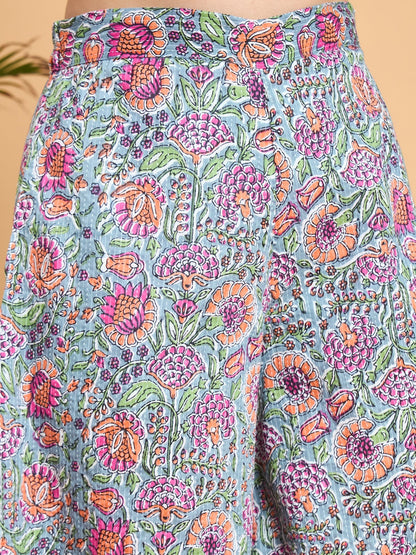 InWeave Grey Kantha Floral Jaal Short Palazzo Set