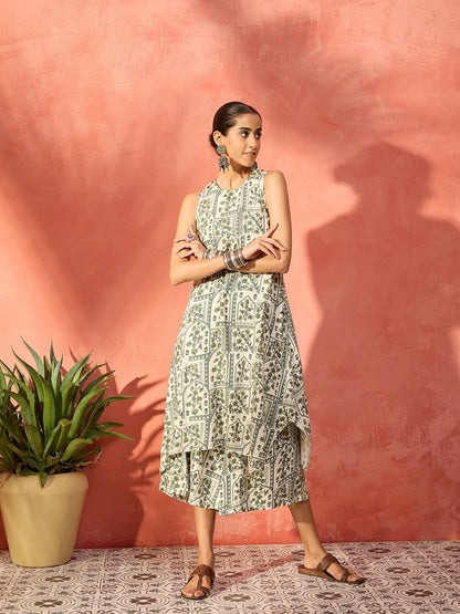 InWeave Sea Green Ethnic Palazzo Kurta Set