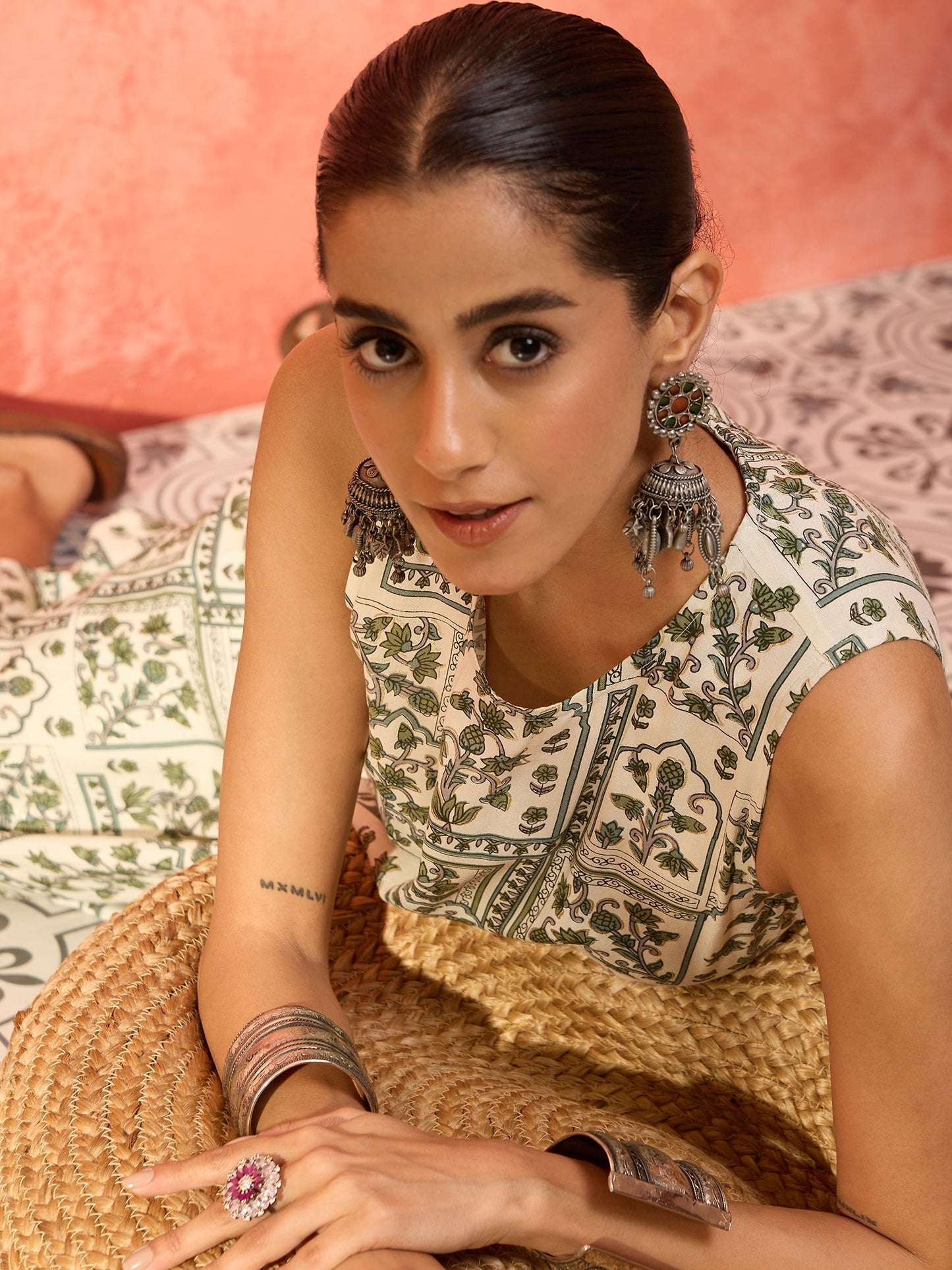 InWeave Sea Green Ethnic Palazzo Kurta Set