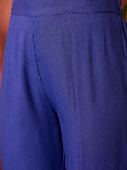 InWeave Ink Blue Long Anarkali Kurta Pant Set