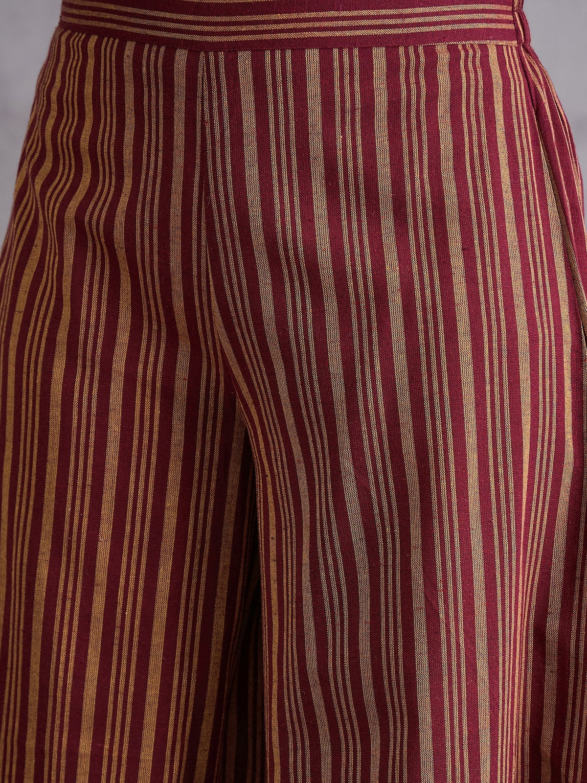 InWeave Maroon Orange Striped Kurta Set