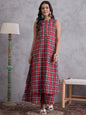 InWeave Red Black Check Kurta Set