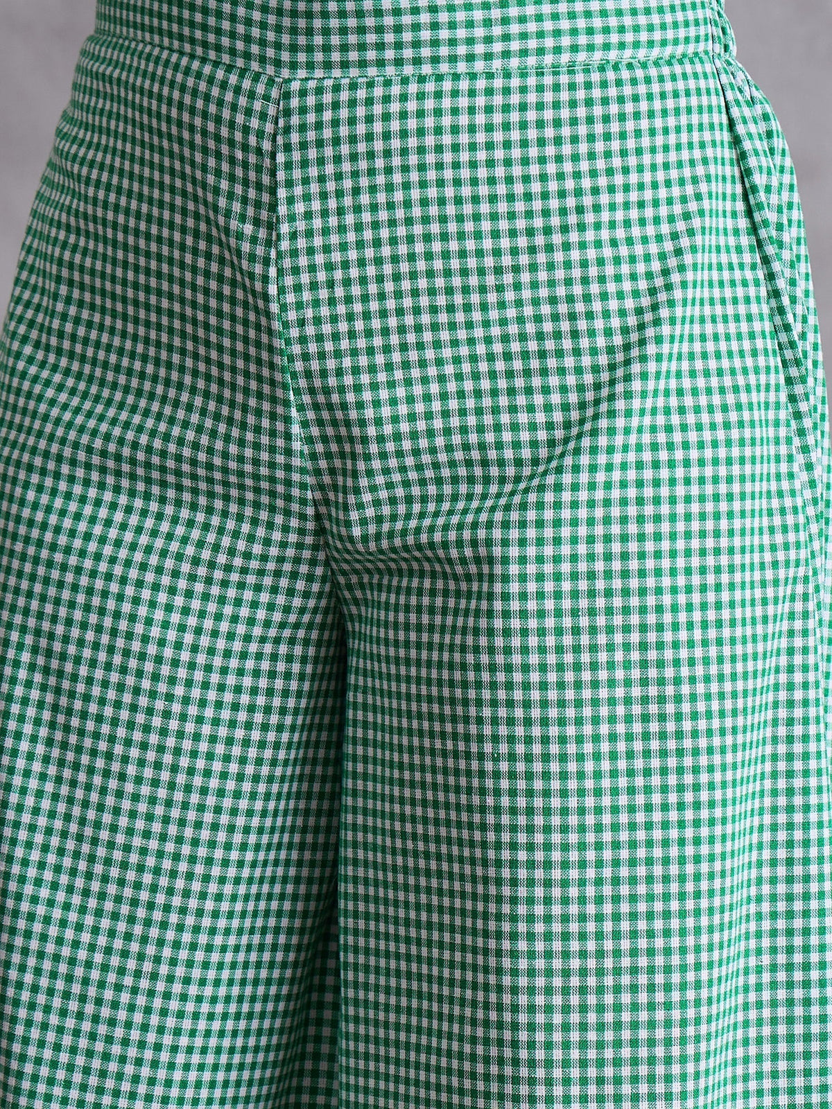 InWeave Green Small Check Kurta Set