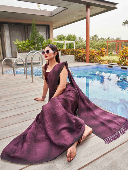 Tikhi Imli Woven Design Embellished Sequinned Saree With Tassles