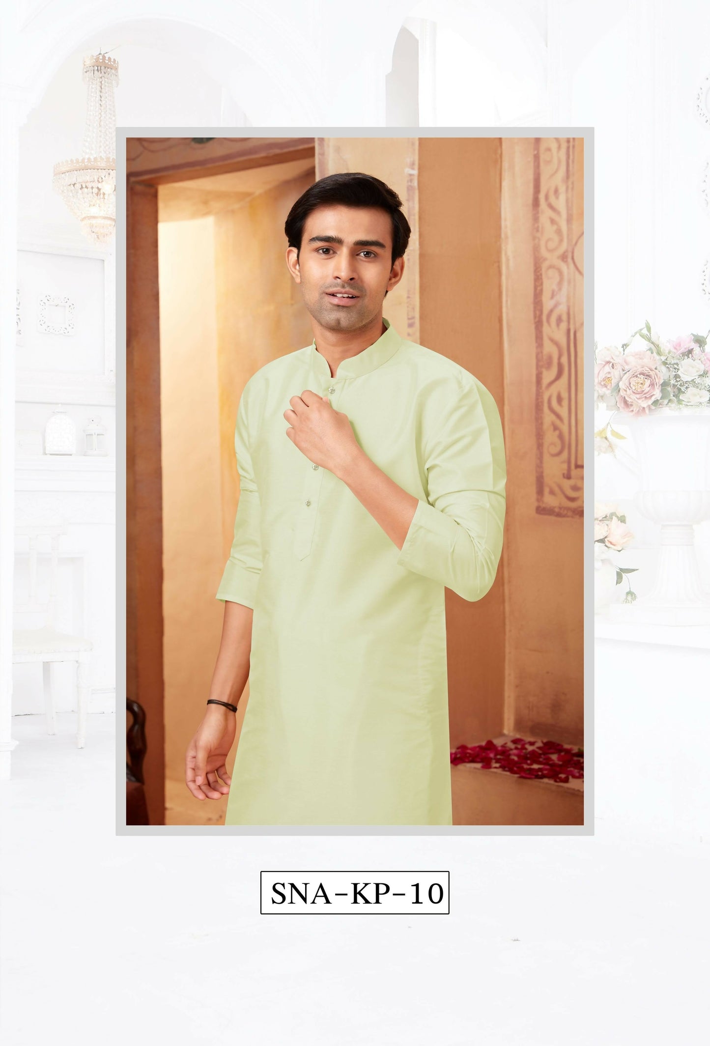 Joban Fashion Light Green Art Silk Kurta Pyjama