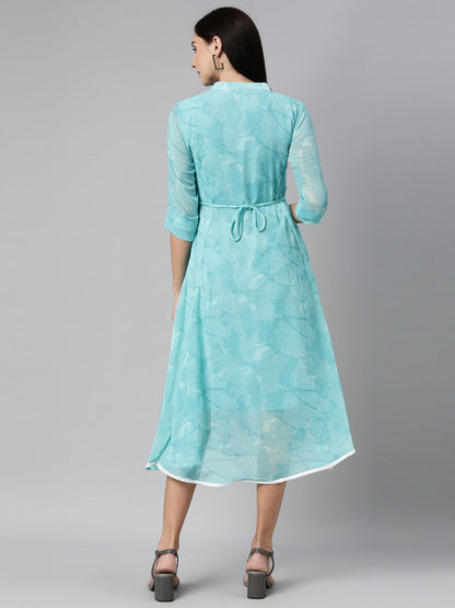 Souchii Women Floral Chiffon A-Line Midi Dress
