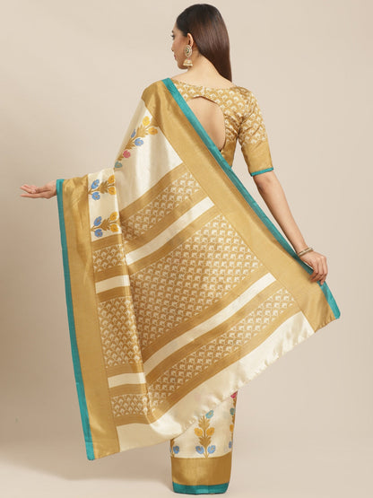 Saree Mall Off-White & Beige Printed Saree