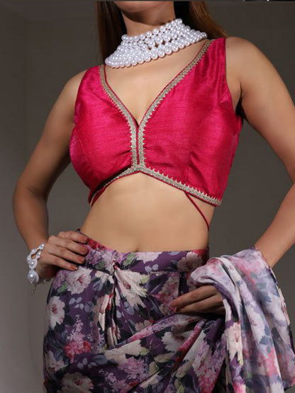 Tikhi Imli Floral Printed Satin Saree