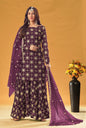 Monjolika Fashion Purple Embroidered Palazzo Salwar Suit
