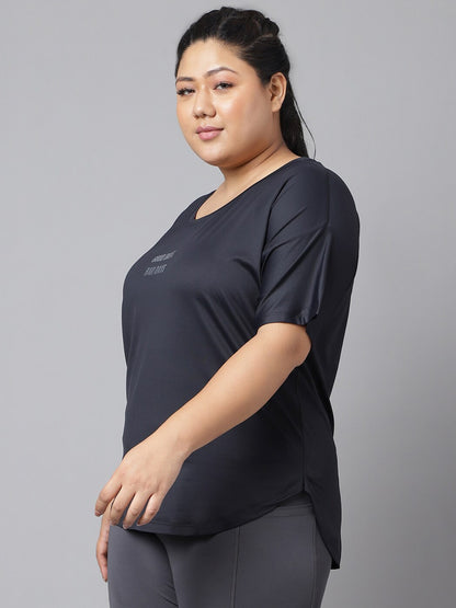 MKH Plus Size Typography Printed Dri-FIT Sports T-Shirt