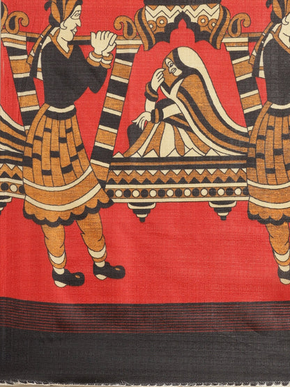 Saree Mall Black & Red Printed Saree