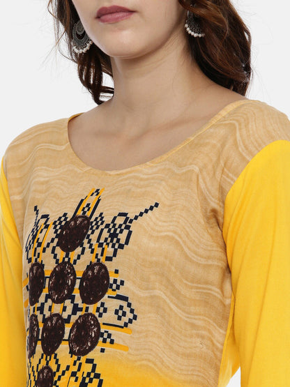 Souchii Women Yellow & Orange Quirky Printed Kurta