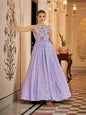 Myra Lavender Georgette Embroidered Gown