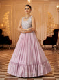 Myra Dusty Pink Georgette Embroidered Gown