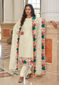 Monjolika Fashion Cream Embroidered Georgette Churidar Salwar Suit