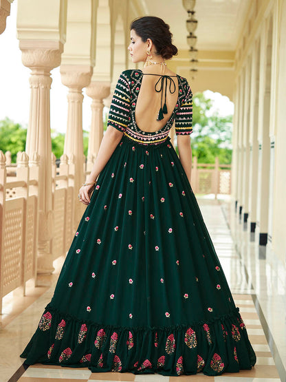Myra Green Georgette Embroidered Gown