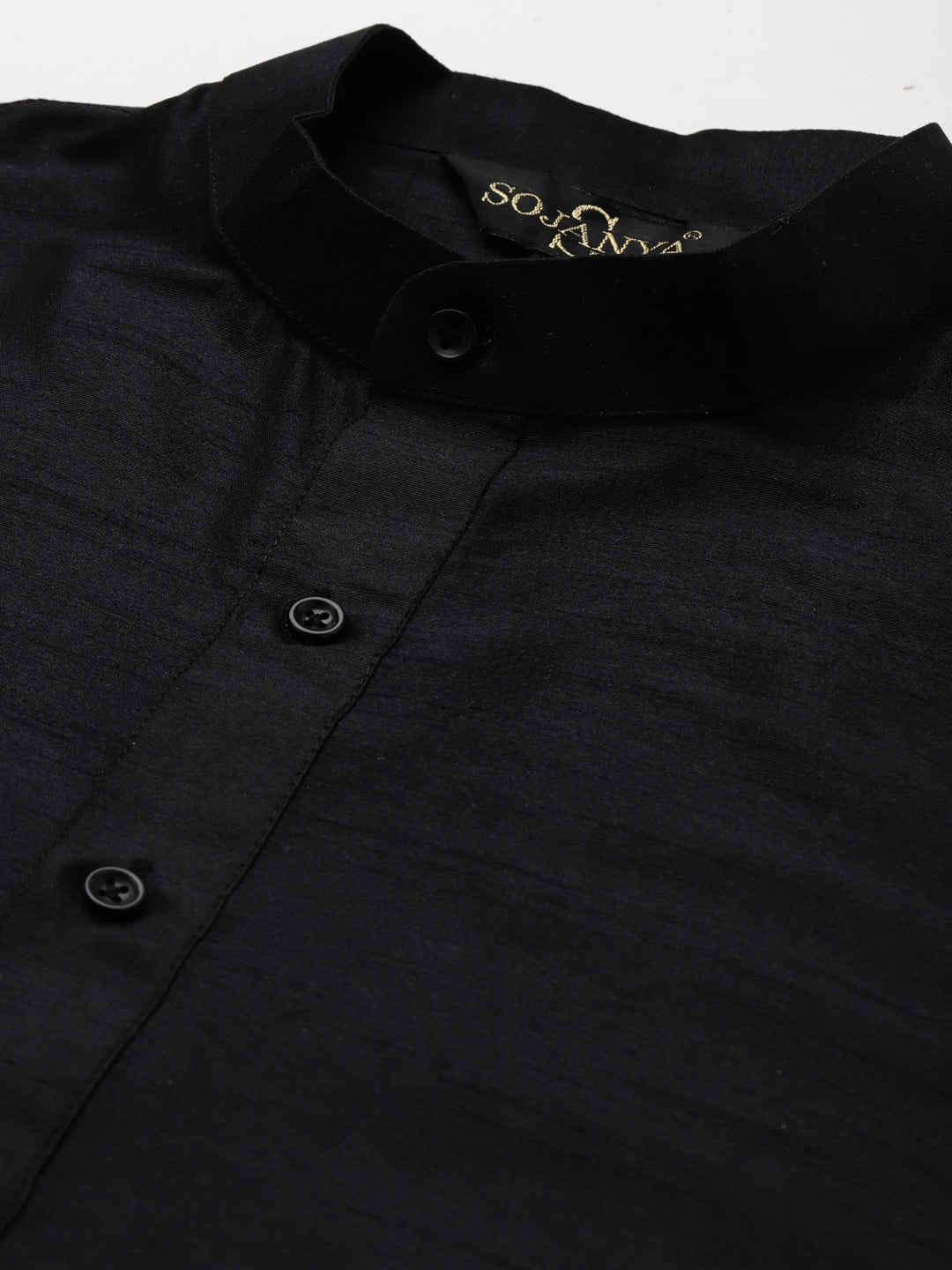 Sojanya Men Black Solid Kurta with Churidar & Nehru Jacket