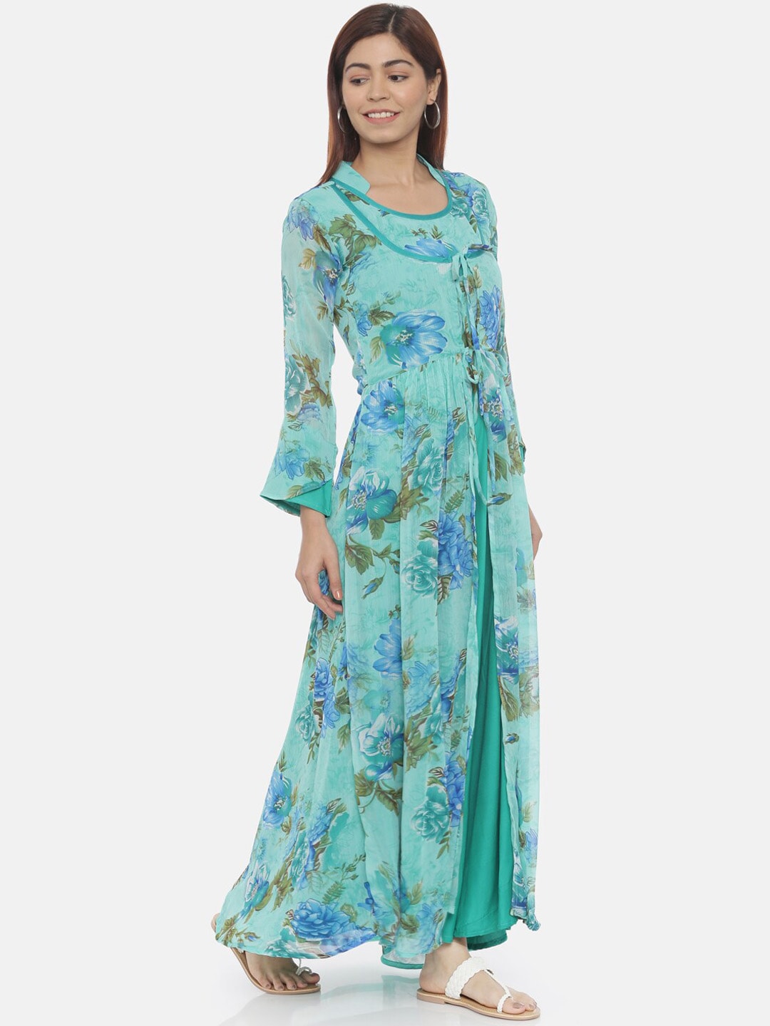 Souchii Blue Printed Maxi Dress