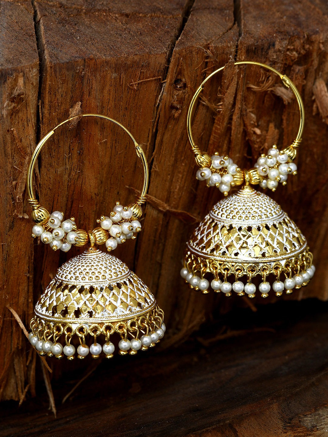 Gold-Polished Alloy Hoop And Jhumki Earrings - The Pari