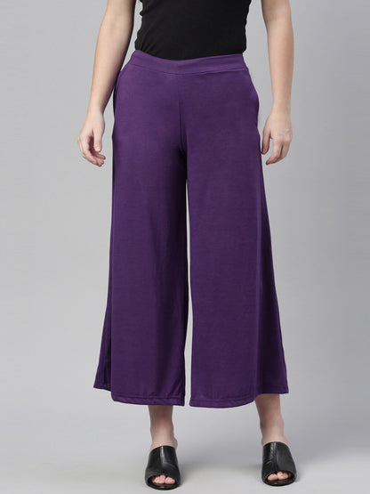 Souchii Women Purple Knitted Palazzos