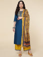 HERE&NOW Ethnic Motifs Embroidered Mirror Work Jute Silk Kurta with Trousers & Dupatta