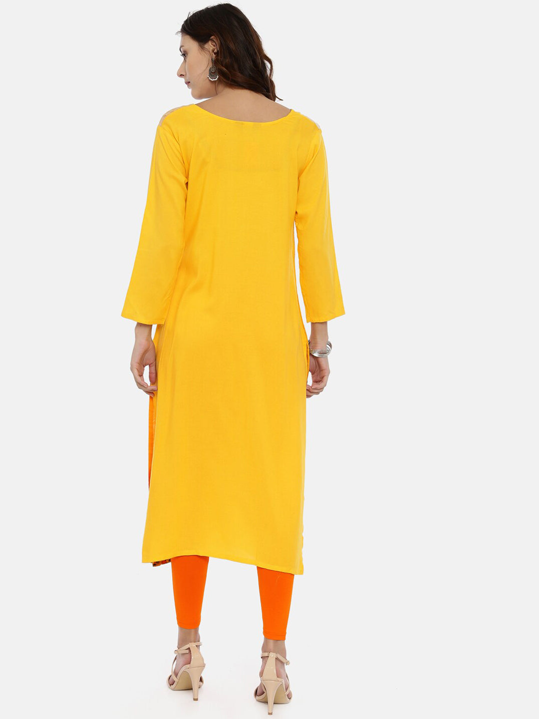 Souchii Women Yellow & Orange Quirky Printed Kurta