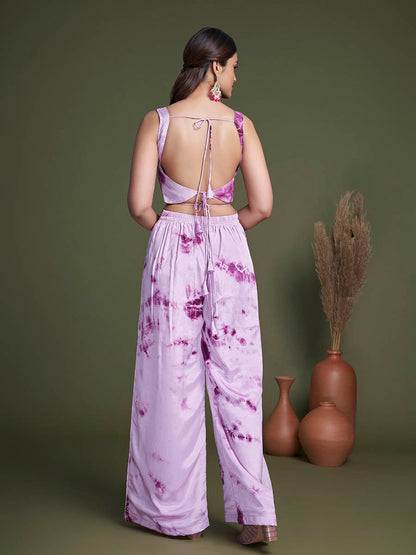 Myra Purple Koti Style Silk and Georgette Embroidered Palazo Suit