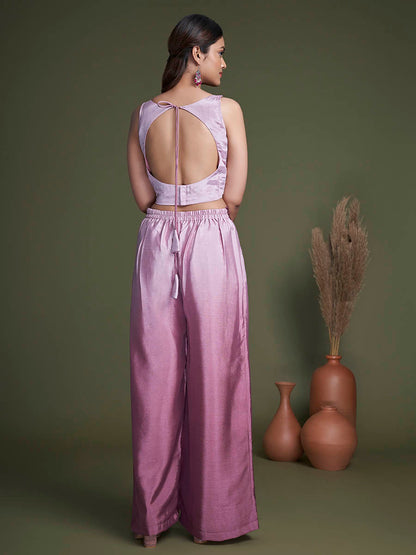 Myra Pink Koti Style Silk and Georgette Embroidered Palazo Suit