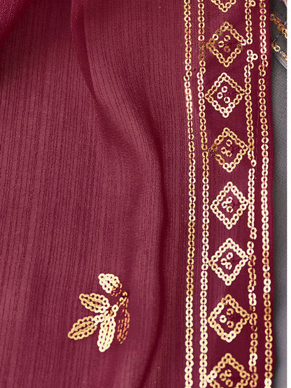 Myra Grey and Wine Real Georgette Gharara Suit