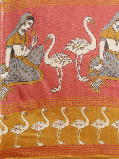 Saree Mall Brown & White Printed Saree