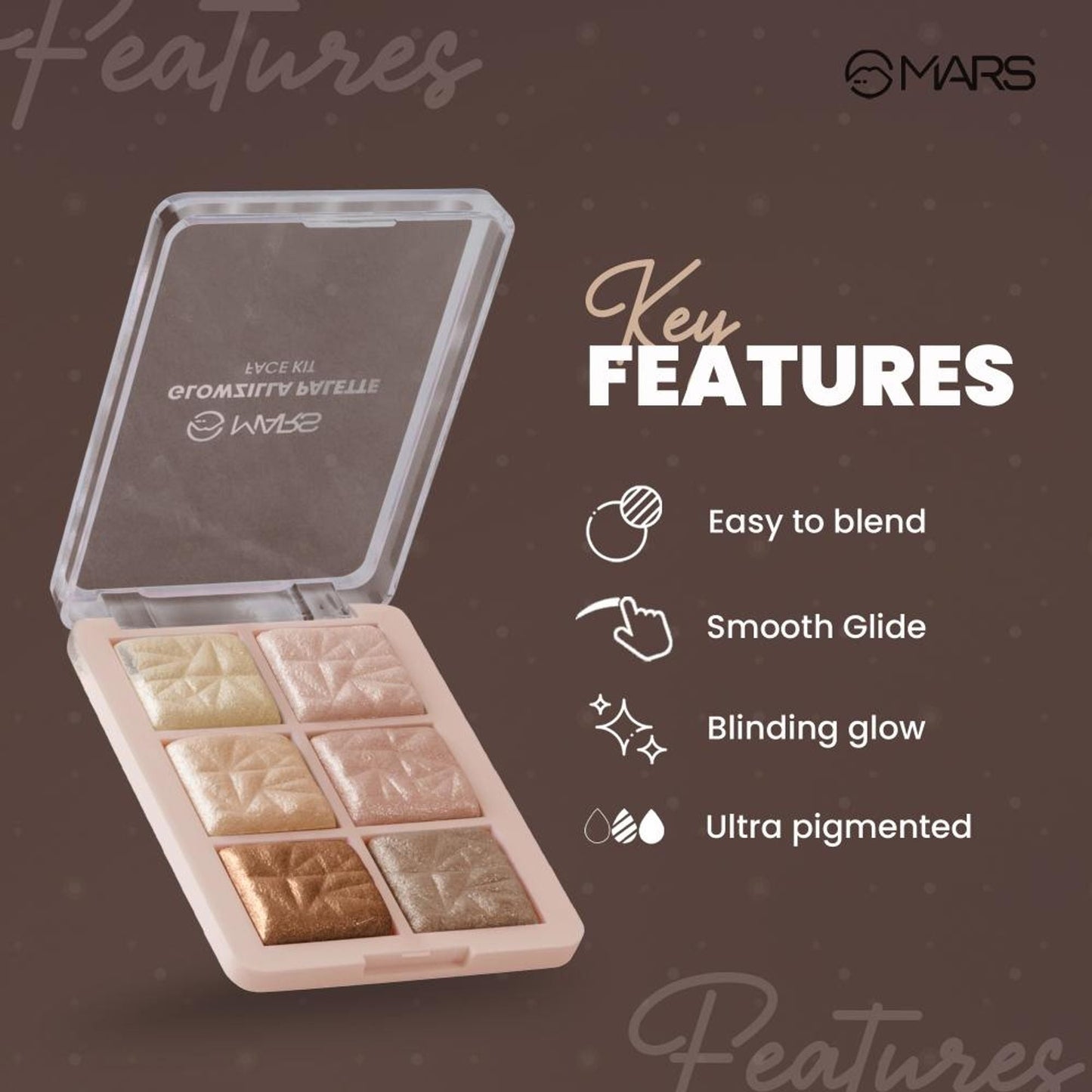 MARS Cosmetics Glowzilla 6 Shade Face Highlighter Palette - 02