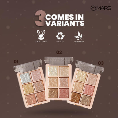 MARS Cosmetics Glowzilla 6 Shade Face Highlighter Palette - 02