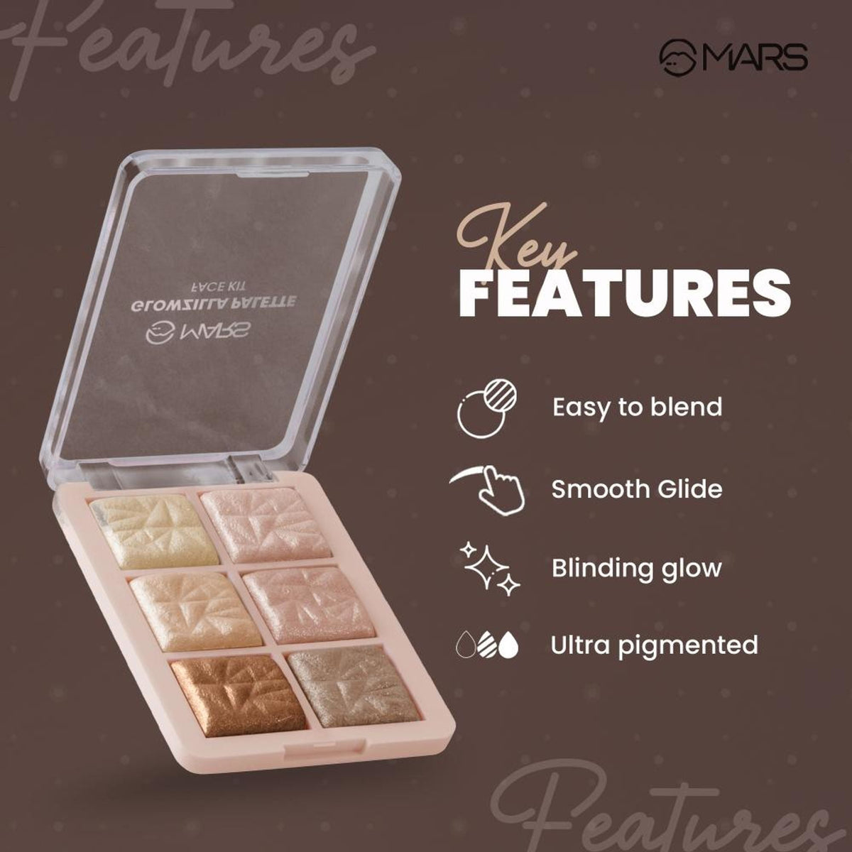 MARS Cosmetics Glowzilla 6 Shade Face Highlighter Palette - 03
