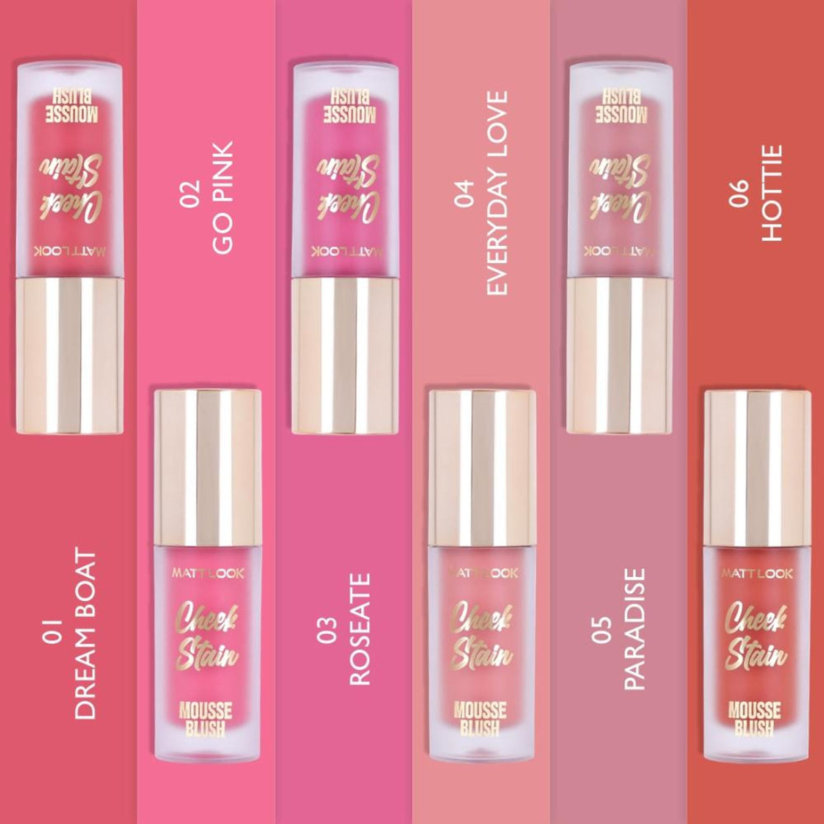 Matt Look Cheek Stain Mousse Blushs - 03 Roseate