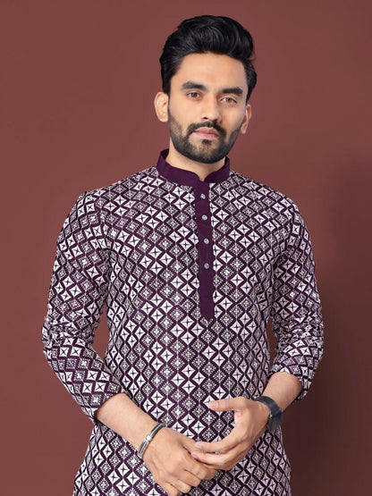 Indian Men's Kurta Pajama Set for Party Wear by Infinity Export