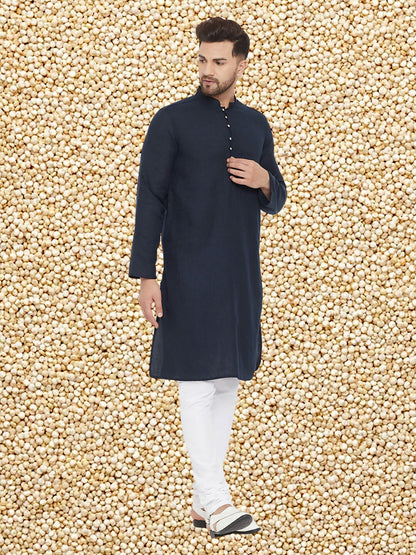 Even Apparels Men's Pure Cotton Navy Kurta