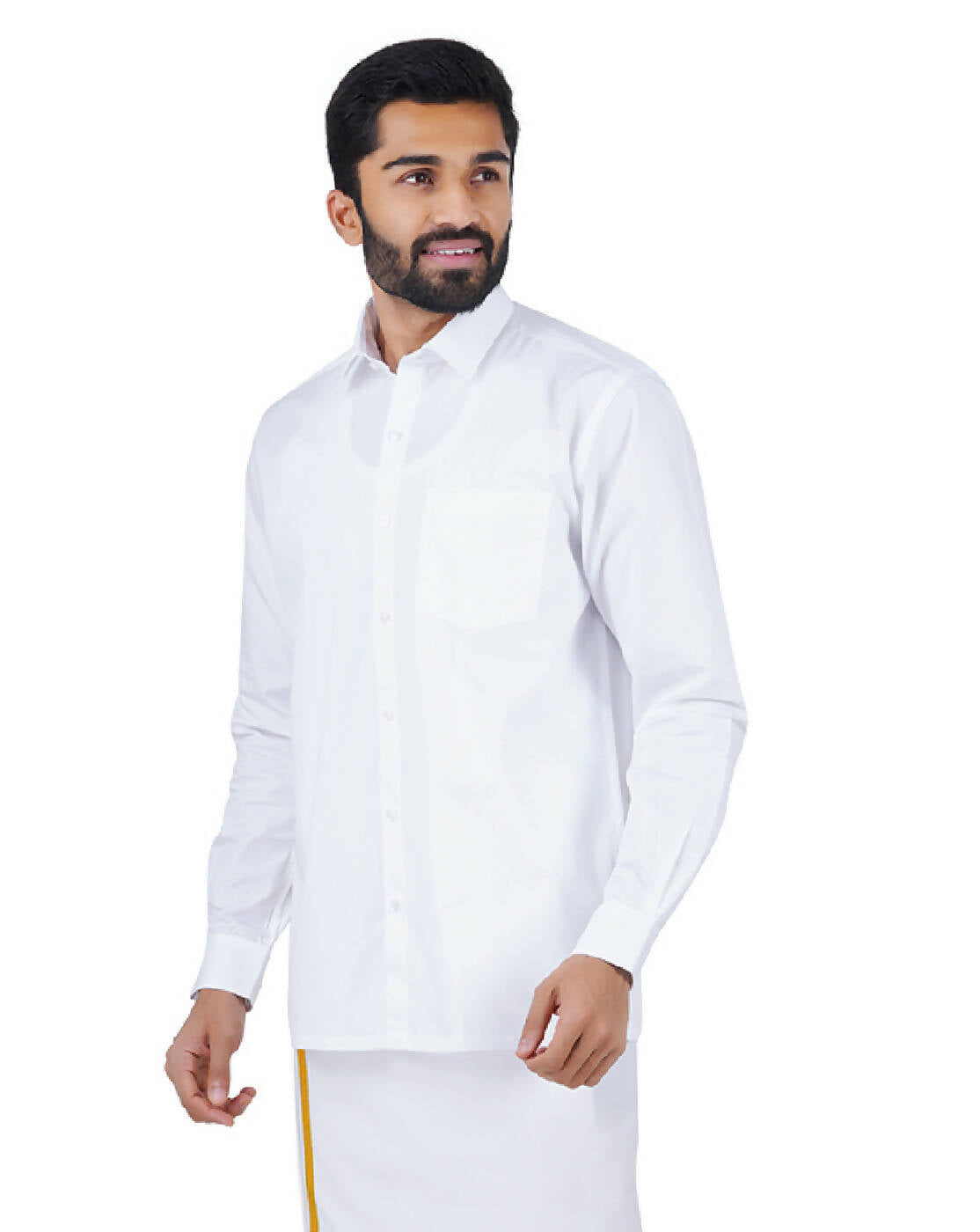 Ramraj Cotton Mens Full Sleeve Formal 100 % Cotton White Shirt